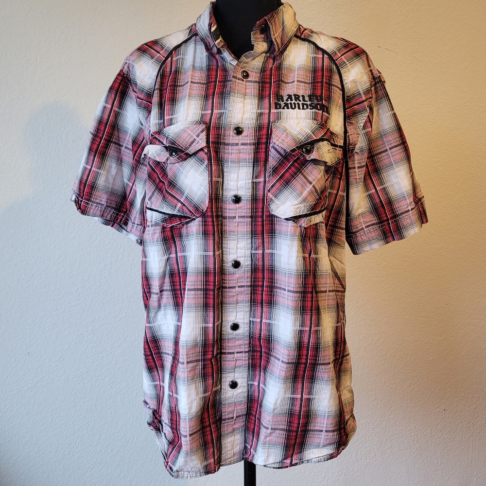Harley-Davidson Plaid Snap Button Down Shirt